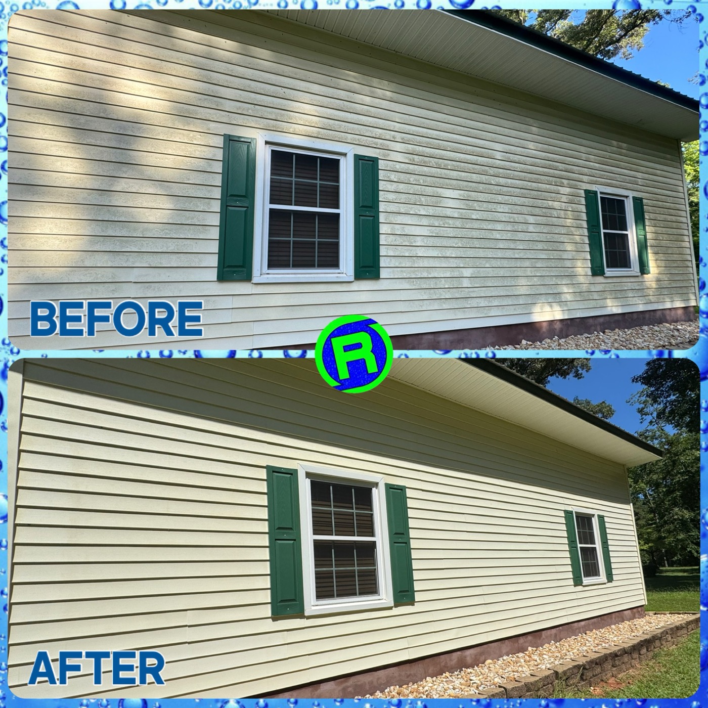 House siding before and after soft washing