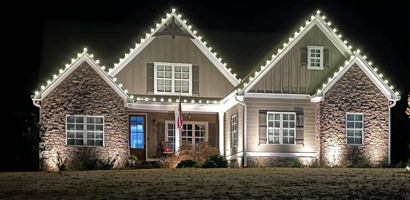 Home outlined in warm white C9 lights