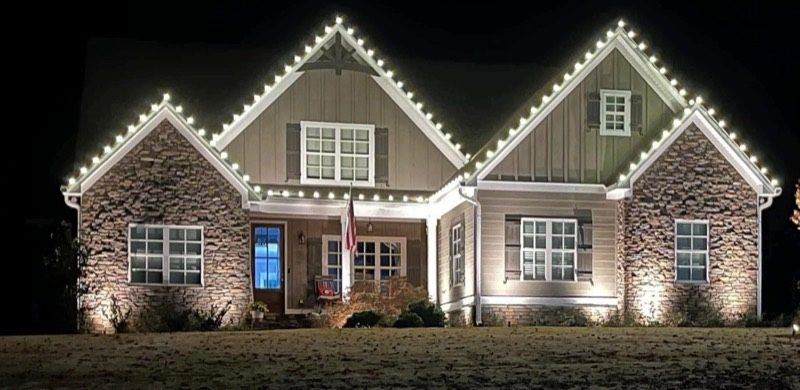 Warm white residential Christmas lighting